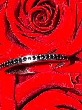 Black Moissanite Eternity Band 925 Sterling Silver Size 6 Gothic Wedding Stack